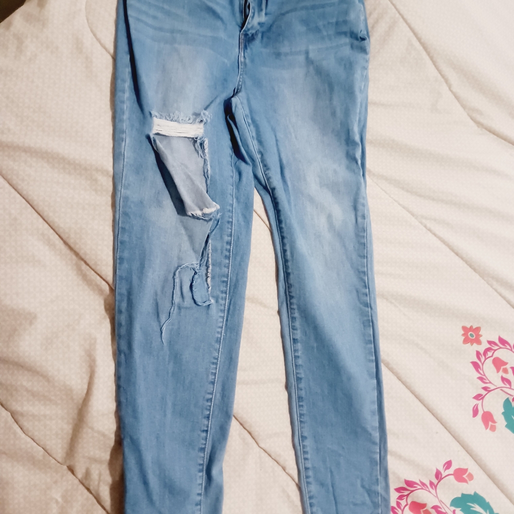 Fashion Nova Blue Skinny Distressed Jeans